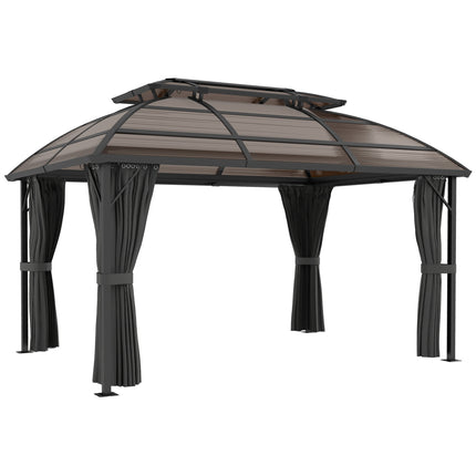 4 x 3m Aluminium Frame Hard Gazebo with Accessories - Brown