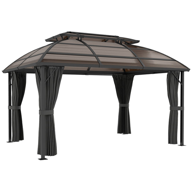4 x 3m Aluminium Frame Hard Gazebo with Accessories - Brown