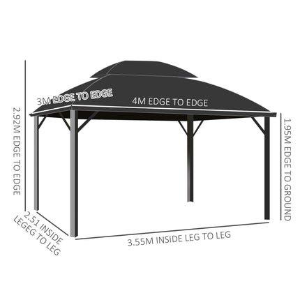 4 x 3m Aluminium Frame Hard Gazebo with Accessories - Brown