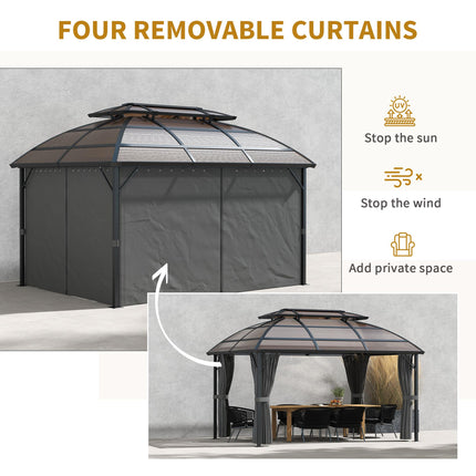 4 x 3m Aluminium Frame Hard Gazebo with Accessories - Brown