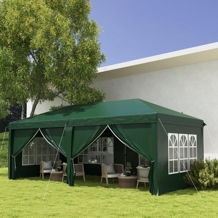 3 x 6m Portable Water Resistant Garden Gazebo with Removable Sidewalls - White