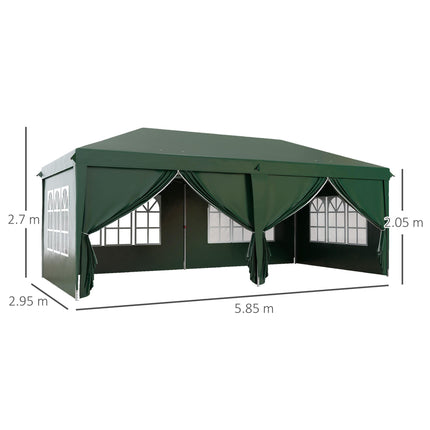 3 x 6m Portable Water Resistant Garden Gazebo with Removable Sidewalls - White
