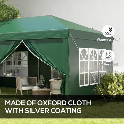 3 x 6m Portable Water Resistant Garden Gazebo with Removable Sidewalls - White