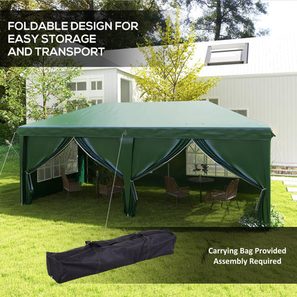 3 x 6m Portable Water Resistant Garden Gazebo with Removable Sidewalls - White