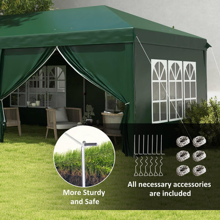 3 x 6m Portable Water Resistant Garden Gazebo with Removable Sidewalls - White