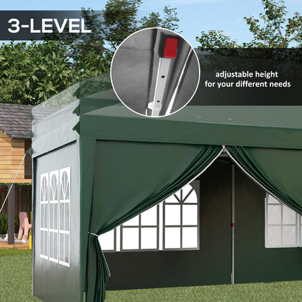 3 x 6m Portable Water Resistant Garden Gazebo with Removable Sidewalls - White