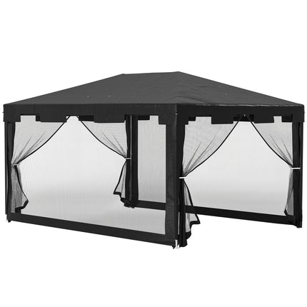 4 x 3 m Waterproof Party Tent Wedding Gazebo Outdoor Canopy Shade - Dark Grey