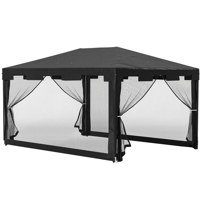 4 x 3 m Waterproof Party Tent Wedding Gazebo Outdoor Canopy Shade - Dark Grey
