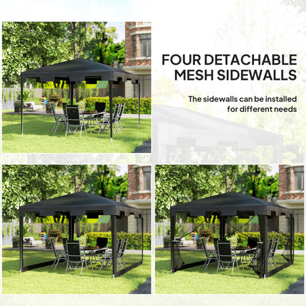 4 x 3 m Waterproof Party Tent Wedding Gazebo Outdoor Canopy Shade - Dark Grey