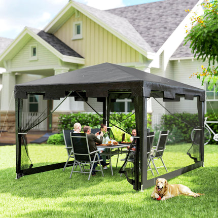 4 x 3 m Waterproof Party Tent Wedding Gazebo Outdoor Canopy Shade - Dark Grey
