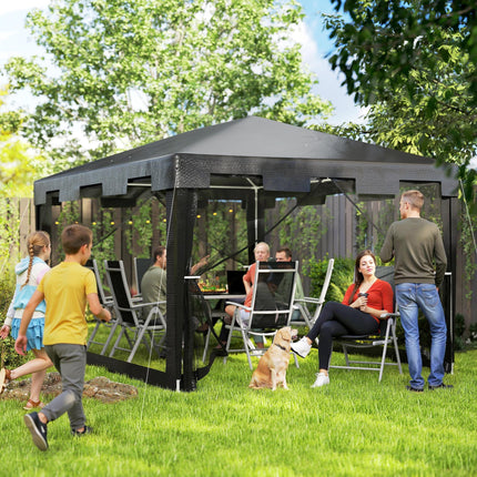 4 x 3 m Waterproof Party Tent Wedding Gazebo Outdoor Canopy Shade - Dark Grey