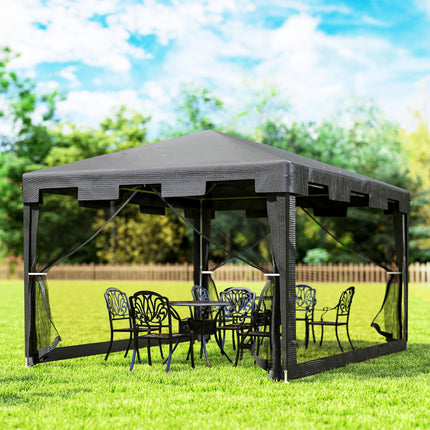 4 x 3 m Waterproof Party Tent Wedding Gazebo Outdoor Canopy Shade - Dark Grey