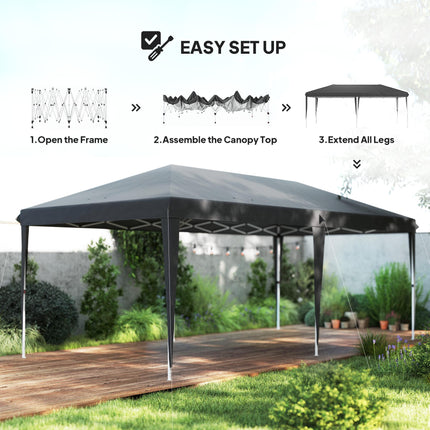 6 x 3 Metre Steel Frame Pop-Up Gazebo for Outdoor Events - Grey