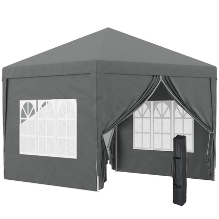 3 x 3 Metres Pop Up Water Resistant Gazebo Tent with Carry Bag - Grey