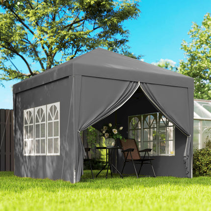 3 x 3 Metres Pop Up Water Resistant Gazebo Tent with Carry Bag - Grey