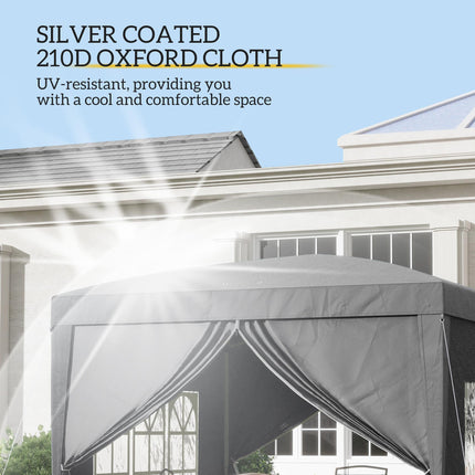 3 x 3 Metres Pop Up Water Resistant Gazebo Tent with Carry Bag - Grey