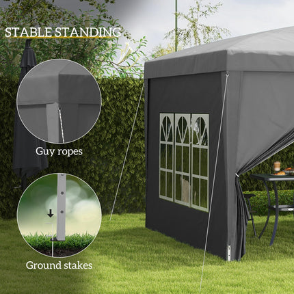 3 x 3 Metres Pop Up Water Resistant Gazebo Tent with Carry Bag - Grey