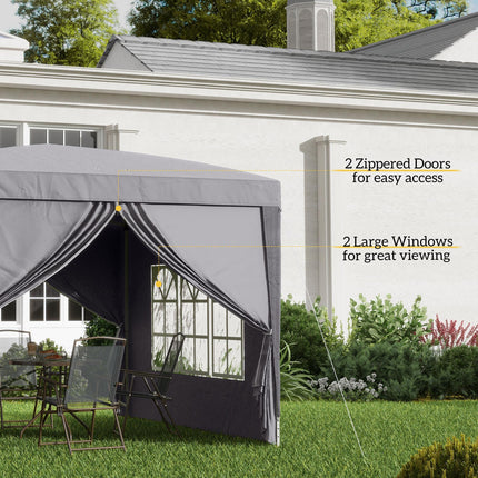 3 x 3 Metres Pop Up Water Resistant Gazebo Tent with Carry Bag - Grey