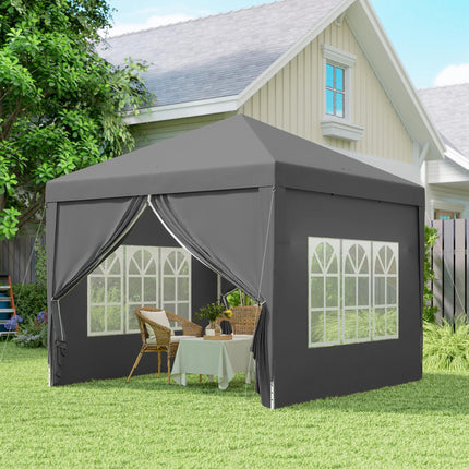 3 x 3 Metres Pop Up Water Resistant Gazebo Tent with Carry Bag - Grey