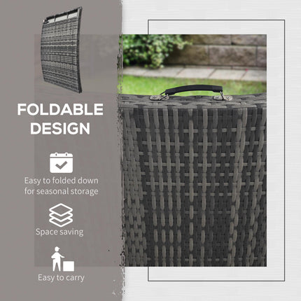 Rattan Folding Sun Lounger with Padded Cushion and Pillow - Grey