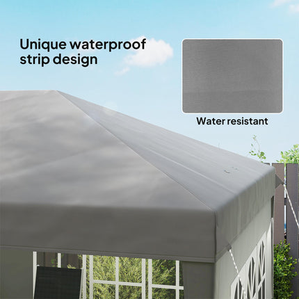 3 x 6m Pop Up Gazebo Set with Adjustable Height & Sidewalls - Grey
