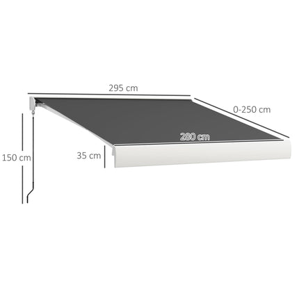 Electric Retractable Awning with Remote Control and Full Cassette - Grey