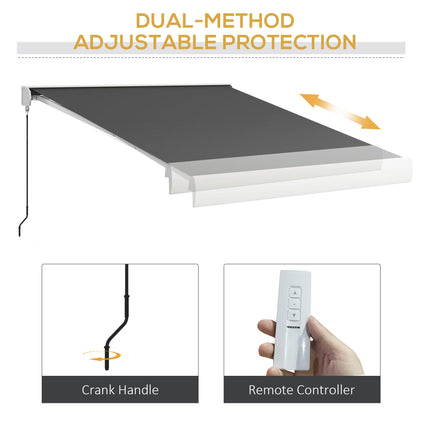 Electric Retractable Awning with Remote Control and Full Cassette - Grey