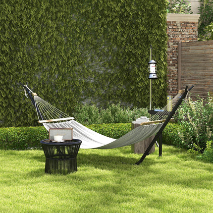 9.4ft Steel Hammock Stand with Side Tray for String, Brazilian, Flat & Rope Styles - Black