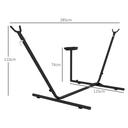 9.4ft Steel Hammock Stand with Side Tray for String, Brazilian, Flat & Rope Styles - Black