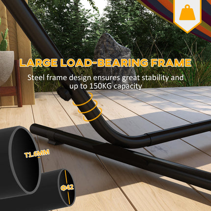 9.4ft Steel Hammock Stand with Side Tray for String, Brazilian, Flat & Rope Styles - Black