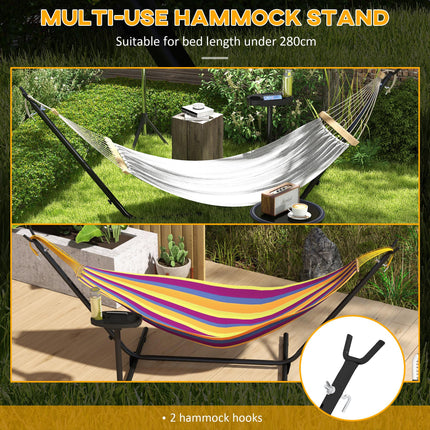 9.4ft Steel Hammock Stand with Side Tray for String, Brazilian, Flat & Rope Styles - Black