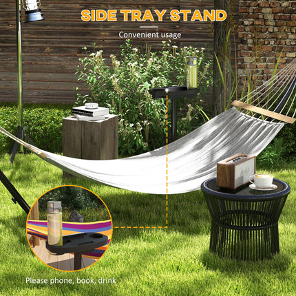 9.4ft Steel Hammock Stand with Side Tray for String, Brazilian, Flat & Rope Styles - Black