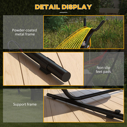9.4ft Steel Hammock Stand with Side Tray for String, Brazilian, Flat & Rope Styles - Black
