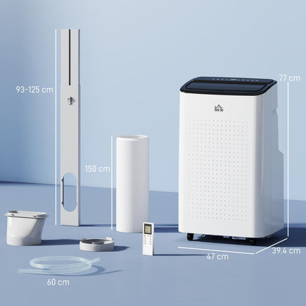 14,000 BTU Mobile Air Conditioner for Rooms up to 35m² with WiFi, Dehumidifier, Fan & 24H Timer - White