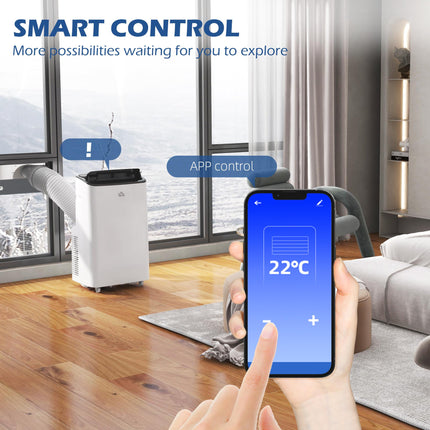 14,000 BTU Mobile Air Conditioner for Rooms up to 35m² with WiFi, Dehumidifier, Fan & 24H Timer - White