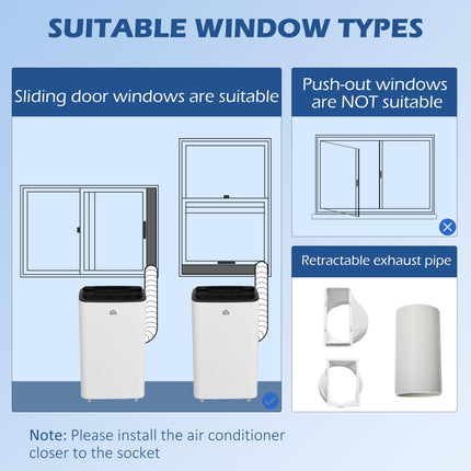 14,000 BTU Mobile Air Conditioner for Rooms up to 35m² with WiFi, Dehumidifier, Fan & 24H Timer - White