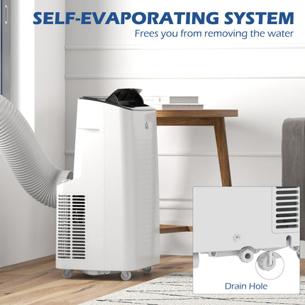 14,000 BTU Mobile Air Conditioner for Rooms up to 35m² with WiFi, Dehumidifier, Fan & 24H Timer - White