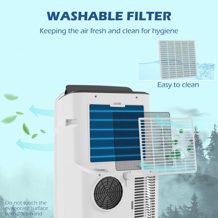 14,000 BTU Mobile Air Conditioner for Rooms up to 35m² with WiFi, Dehumidifier, Fan & 24H Timer - White
