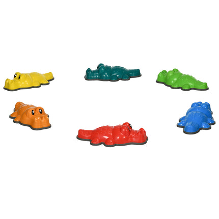 Set of 6 Crocodile Sensory Stepping Stones with Anti-Slip Edges - Colourful