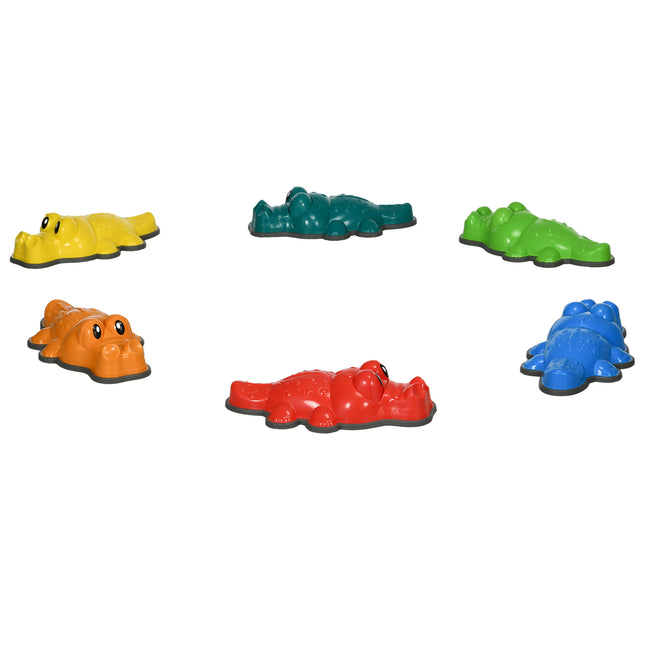 Set of 6 Crocodile Sensory Stepping Stones with Anti-Slip Edges - Colourful