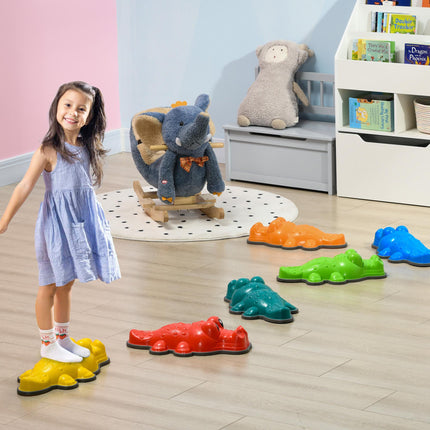 Set of 6 Crocodile Sensory Stepping Stones with Anti-Slip Edges - Colourful