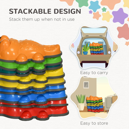 Set of 6 Crocodile Sensory Stepping Stones with Anti-Slip Edges - Colourful