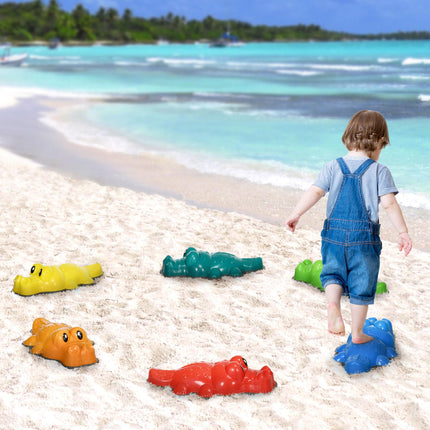 Set of 6 Crocodile Sensory Stepping Stones with Anti-Slip Edges - Colourful