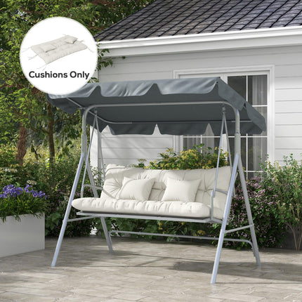 4-Piece Patio Chair Cushion Set with 2 Pillows and Ties - White
