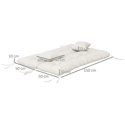 4-Piece Patio Chair Cushion Set with 2 Pillows and Ties - White