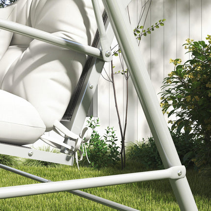 4-Piece Patio Chair Cushion Set with 2 Pillows and Ties - White