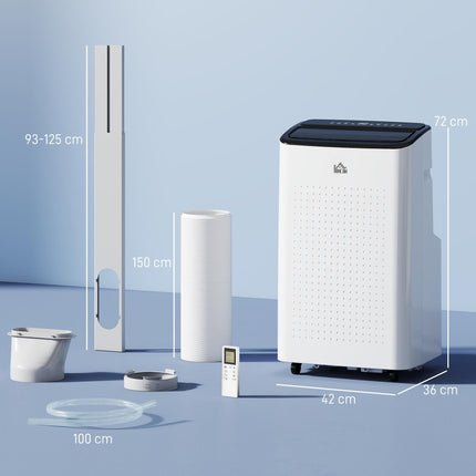 12,000 BTU Mobile Air Conditioner for Rooms up to 26m² with WiFi, Dehumidifier, Fan & 24H Timer - White