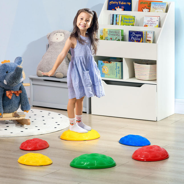 6 Piece Kids Balance Stepping Stones Set with Non-Slip Mats - Blue