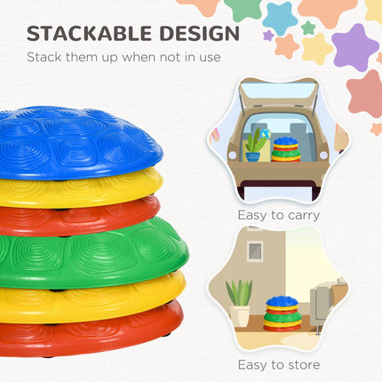 6 Piece Kids Balance Stepping Stones Set with Non-Slip Mats - Blue