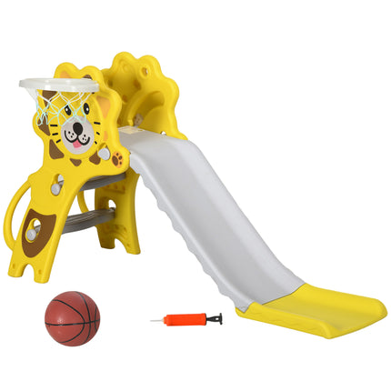 Baby Slide with Basketball Hoop for Toddlers 18-36 Months, Indoor Kids Slide - Yellow